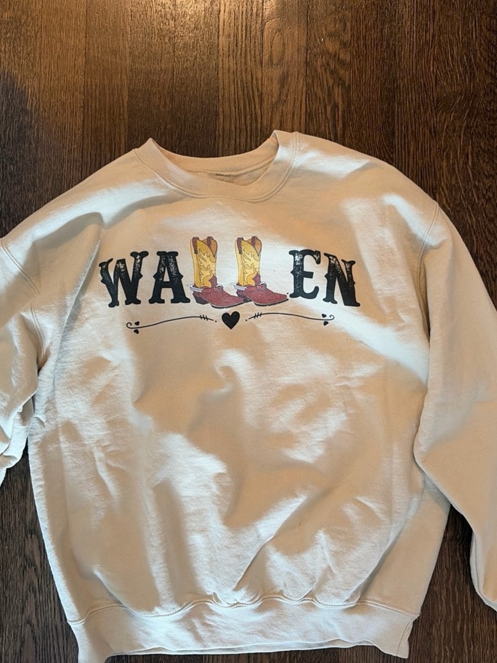Women's Warm Cream Graphic Sweatshirt with Boots Design